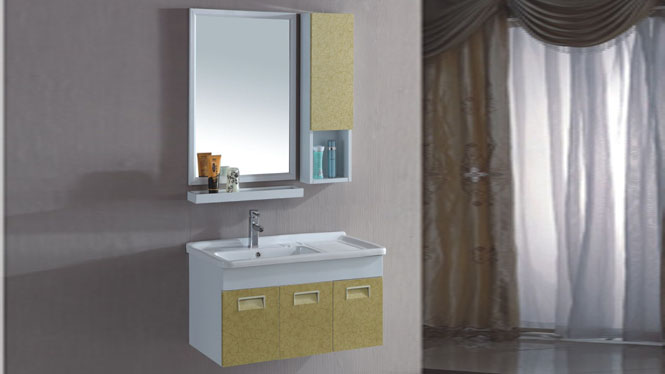 太空铝浴室柜组合 铝合金卫浴柜 卫浴柜洗手盆柜组合挂墙式900mm 15080