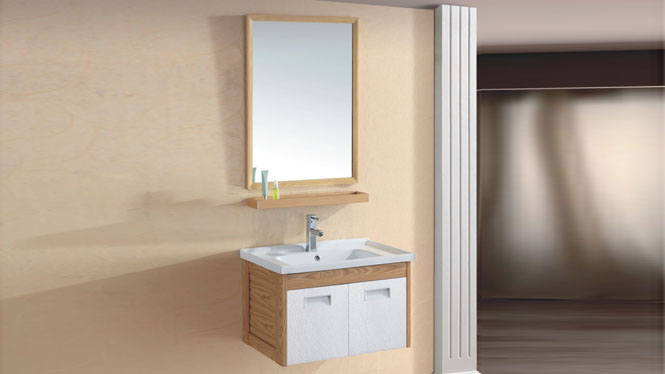 太空铝浴室柜合金卫浴柜一体陶瓷洗手洗脸盆镜柜挂墙式700mm 15079