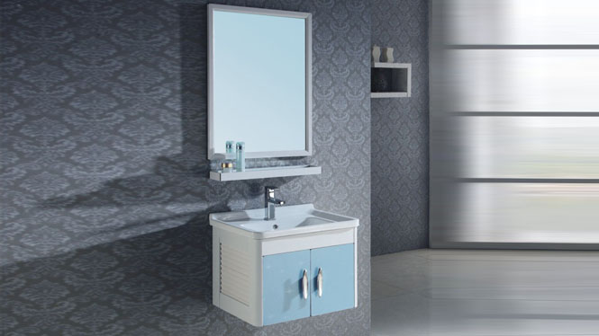 太空铝浴室柜合金一体陶瓷洗手洗脸盆镜柜挂墙式600mm 15070