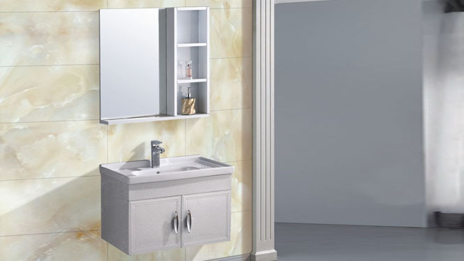 太空铝浴室柜组合现代简约台上盆陶瓷整体挂墙式吊柜700mm 15031