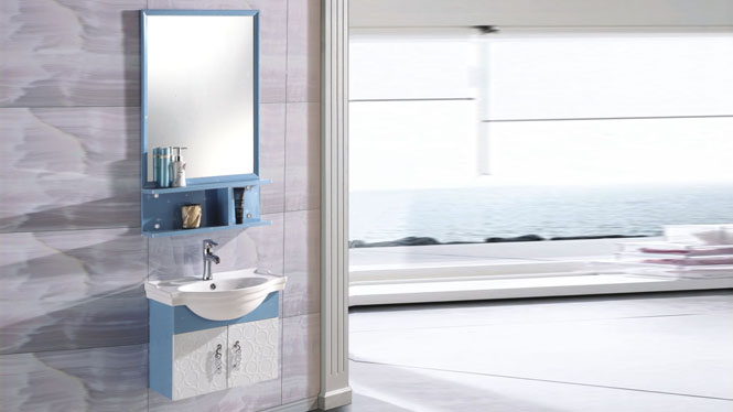 太空铝钛美铝合金洗脸盆洗漱台组合浴室柜挂墙式600mm 15028