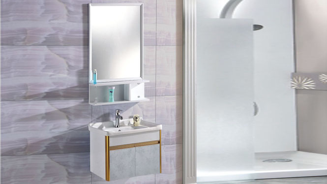 太空铝合金浴室柜挂墙式卫浴柜洗脸盆组合600mm 15022