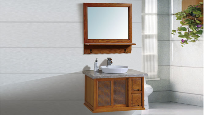 日式卫浴柜浴室柜组合 实木挂墙式洗脸盆洗手盆800mm BN-2014001