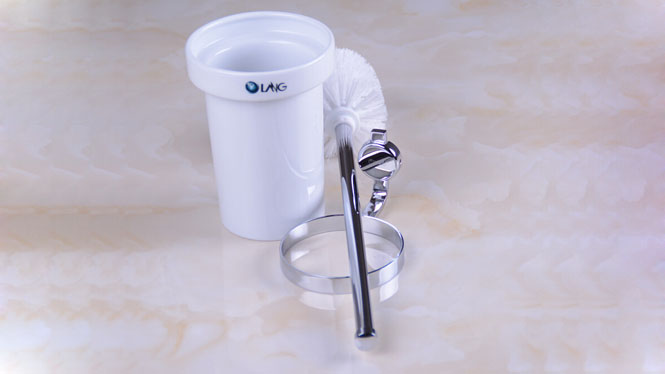 全铜卫生间马桶刷架 套装 厕所软毛刷头 马桶刷杯玻璃杯OL-1607