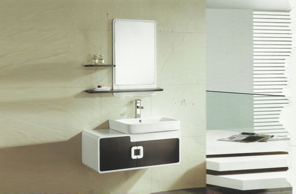 实木浴室柜台上盆 镜柜卫生间台盆柜整体 挂墙式洗脸盆柜组合900mm VS-0844