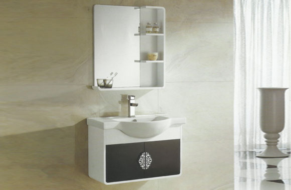 简约现代中式实木浴室柜组合橡木洗手脸挂墙式卫浴吊柜800mm VS-0840