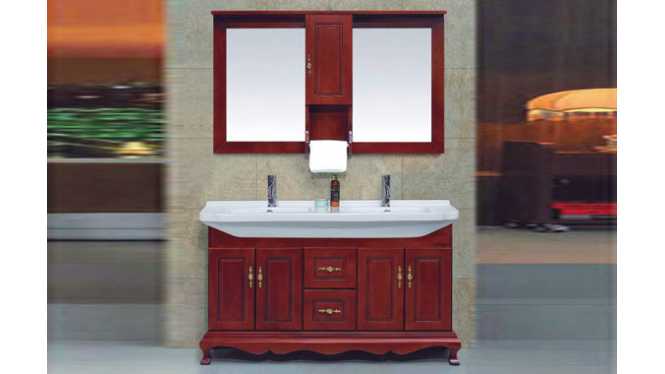 橡木浴室柜 实木落地柜 洗手洗面柜 卫浴柜 梳洗柜 1350mm KD-BC028W