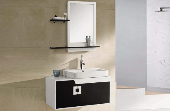 实木浴室柜组合 实木卫浴柜 洗手脸台上盆柜吊柜 900mm KD-BC016W