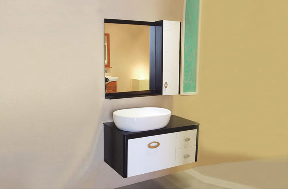 实木浴室柜 洗手盆柜组合 卫生间陶瓷台下盆吊镜柜 900mm KD-BC021W
