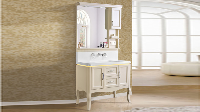 现代简约高档PVC浴室柜组合洗手盆洗手台落地式900mm 1588
