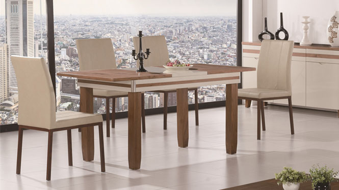 现代全实木餐桌椅组合小户型伸缩折叠长方形功能橡木餐台1425#