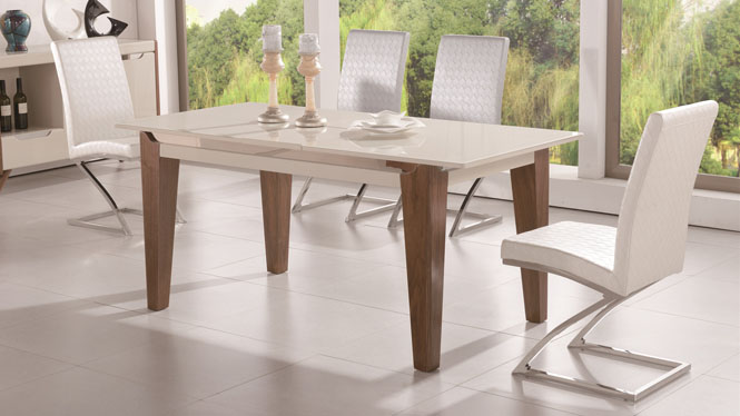 实木电磁炉餐桌椅组合简约现代多功能可伸缩折叠长方餐桌1427#