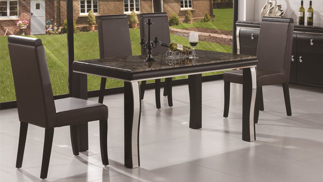 简约现代时尚餐台 黑色橡木实木餐桌 长方形餐桌椅组合1428#
