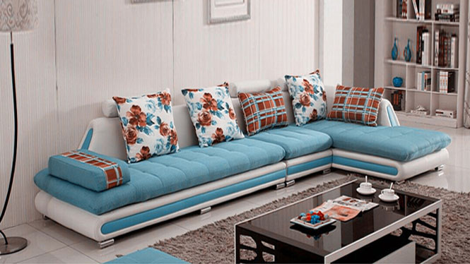 新款布艺沙发现代简约大小户型客厅转角皮布沙发组合家具