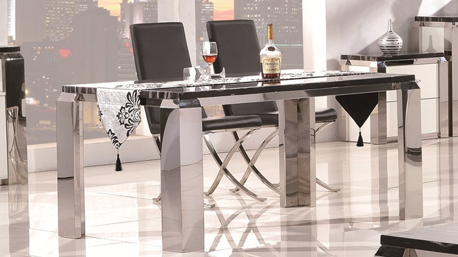 餐桌 高档大理石 餐桌椅组合 简约现代 不锈钢餐桌1304