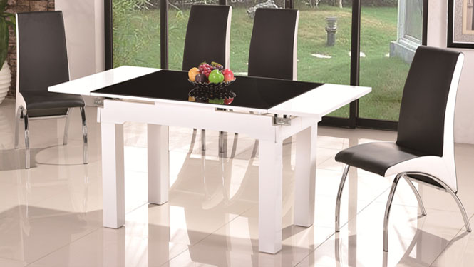 小户型圆形餐桌折叠餐桌实木可伸缩餐桌椅组合饭桌1043