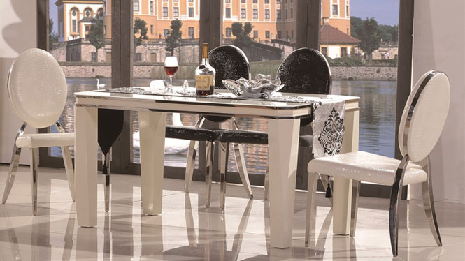 简约现代餐桌椅组合长方形现代实木餐桌台组合1298