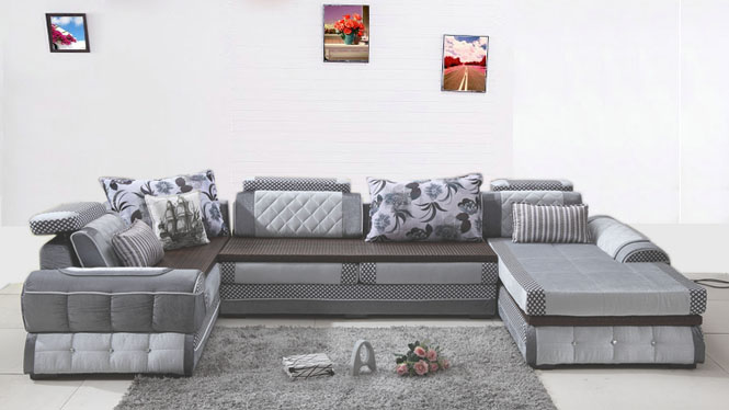 布艺沙发简约现代转角U型沙发组合可拆洗大小户型客厅沙发组合AST-5