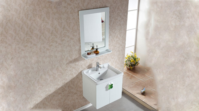 浴室柜吊柜组合挂墙式镜柜实木洗脸盆浴柜现代简约600mm KD-BC038W