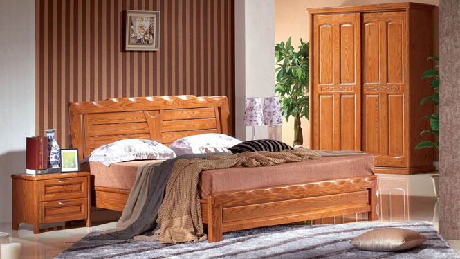 实木床 1.8米双人床 白腊木婚床 简约床 卧室家具 特价BL112