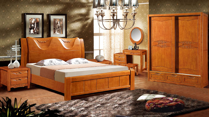 实木床 橡木床 双人床 卧室床类 现代中式家具1.8米床802#