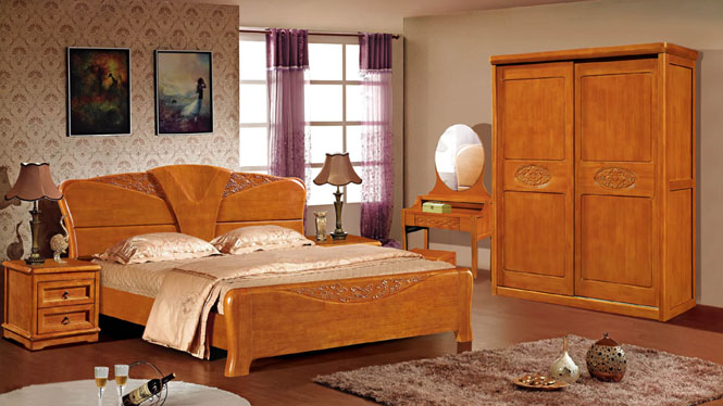 中式实木床1.8米床储物床橡木床双人床特价婚床8039#