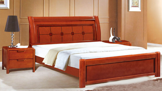 简约现代中式实木床橡木床1.5 1.8床婚床橡木储物床高箱床916#
