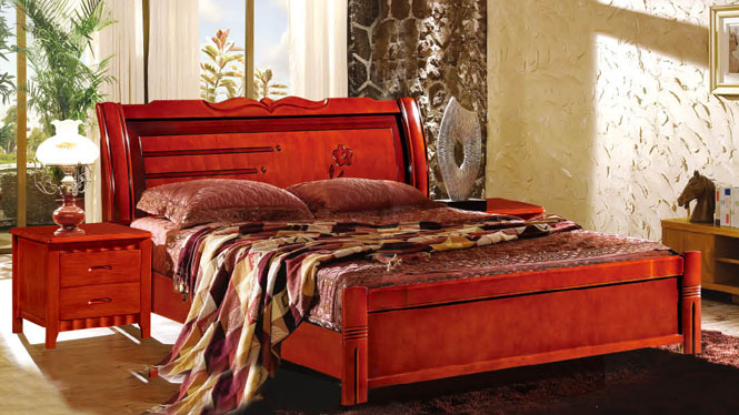 实木床1.8米双人床白橡木床1.5米简约现代小户型欧式床卧室家具633#