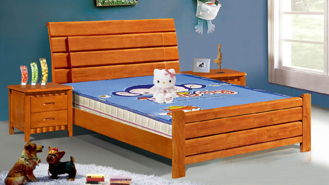 实木双人床高箱储物床1.2米1.5米儿童床橡木硬板床501#