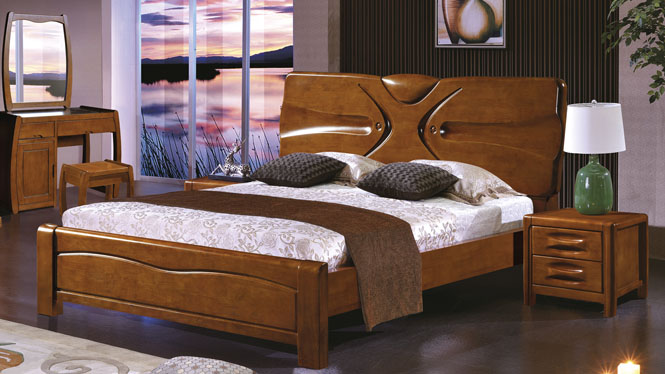 实木床橡木床1.8米双人床卧室家具简约现代中式气动高箱储物婚床2622#