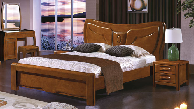 实木床1.8米橡木床双人床简约现代实木家具气压高箱储物床类2620#