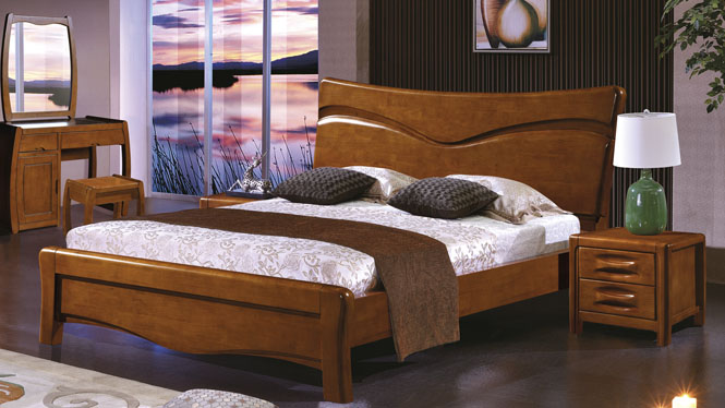 实木床 1.8米中式橡木床双人床高箱储物床婚床2623#