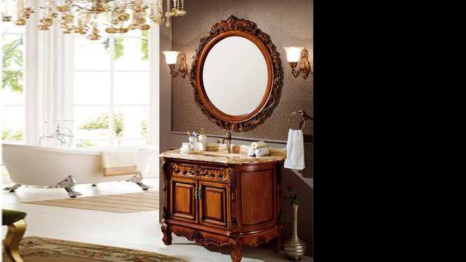 浴室柜橡木实木卫生间柜洗脸盆美式欧式落地浴室柜卫浴柜1210mm A8085