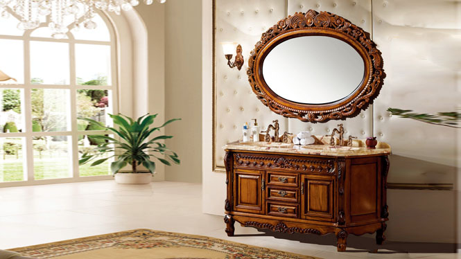 简约现代橡木浴室柜欧式整体卫浴浴柜实木落地洗手台盆组合1610mm A8086