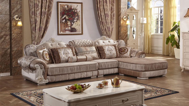 欧式沙发品质奢华简欧沙发 大小户型客厅转角布艺沙发L0876
