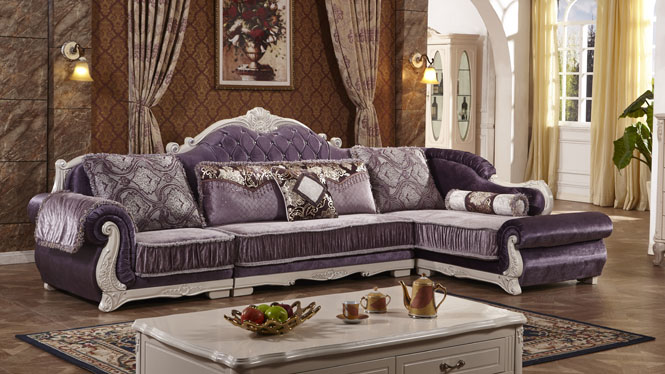 欧式沙发 L型客厅转角组合沙发大小户型简约时尚组合布艺沙发L0807