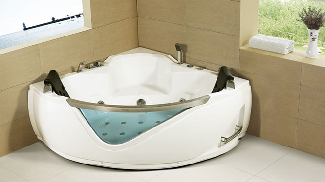 亚克力冲浪按摩浴缸恒温加热 扇形按摩冲浪浴缸 双人豪华浴缸HG-1045
