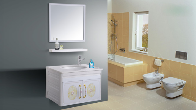 简约现代太空铝浴室柜组合吊柜铝合金卫浴柜镜柜洗手盆组合柜AL8005 650mm