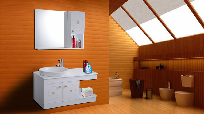 简约浴室柜组合小户型吊柜洗漱台洗脸盆柜 防潮太空铝浴室柜组合AL8001 900mm