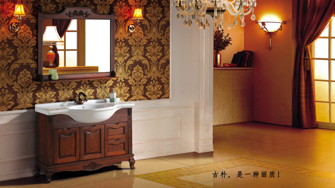 欧式浴室柜组合仿古卫浴柜实木浴柜落地橡木柜洗脸台盆柜2998 1200mm800mm1000mm