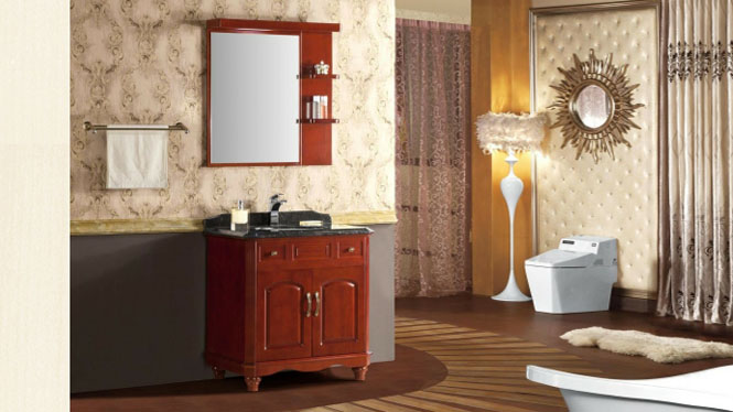 现代简约浴室柜 实木落地式卫浴柜组合大理石台面洗脸盆800mm YP-812
