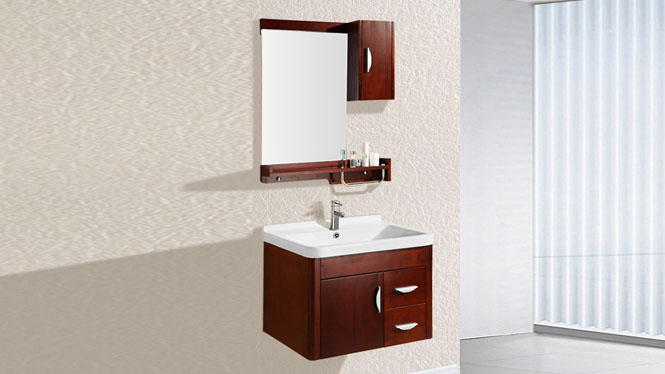 现代简约橡木实木 挂墙式 卫浴柜子浴室柜组合 吊柜7301 700mm