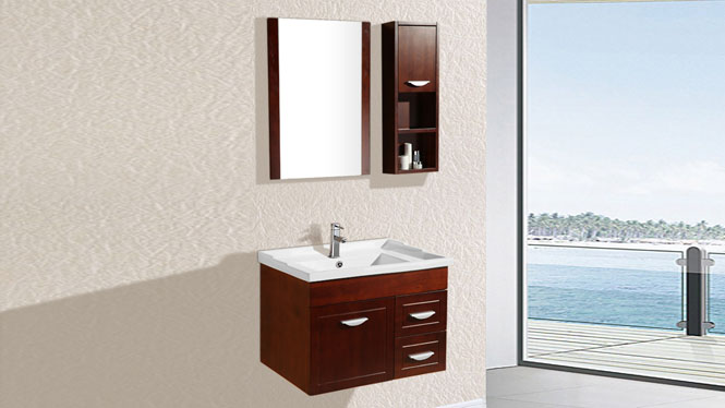 现代简约新款浴室柜多层实木挂墙式卫浴壁挂柜带镜一体柜7309 700mm