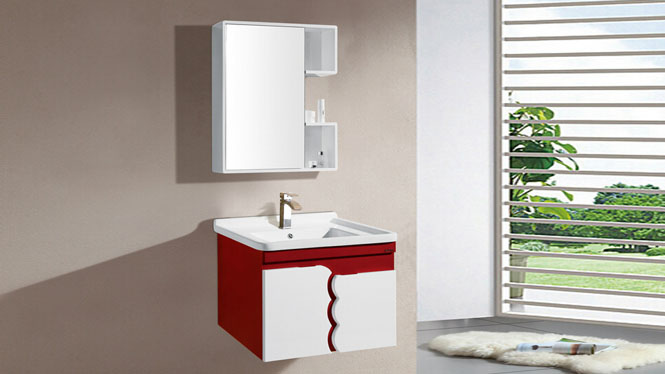 PVC浴室柜组合 洗手盆浴镜洗脸盆面盆挂墙式小户型卫浴柜7903 700mm