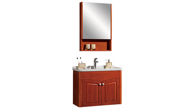 浴室柜子橡木挂墙式浴室柜卫生间储物柜吊柜浴室柜镜组合YP-816 705mm