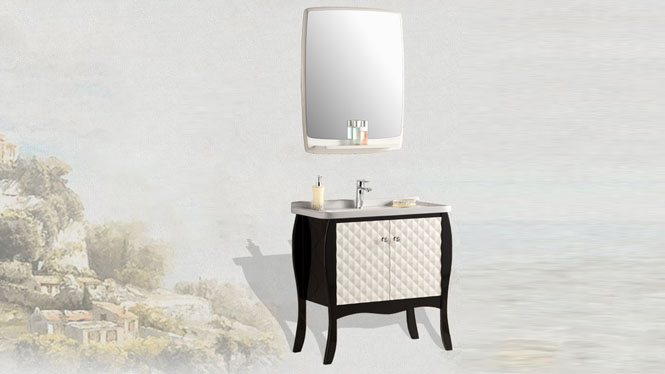 欧式简约小户型浴室柜组合 落地式卫生间洗手盆洗脸盆YP-1512 800mm