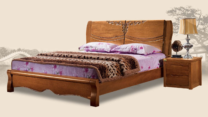 现代中式1.8米1.5米全实木床胡桃木高端婚床家具T302