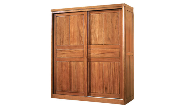 中式全实木衣柜胡桃木2门趟门推拉门衣柜 优质卧室家具T803