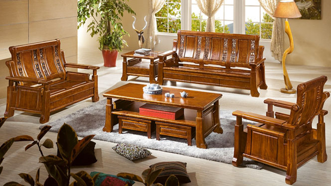 中式全实木原木沙发 名贵香樟木沙发 1+2+3沙发茶几组合客厅家具F869