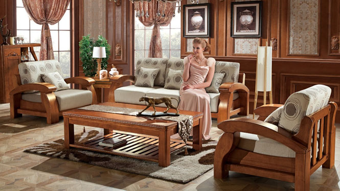 现代中式全实木沙发木 1+2+3沙发茶几组合 客厅家具 沙发茶几定制F3061